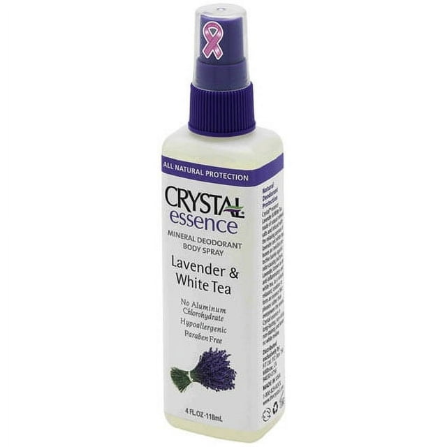 French Transit Crystal Essence Mineral Deodorant Body Spray, Lavender, White Tea, 4 Oz, 6 Pack