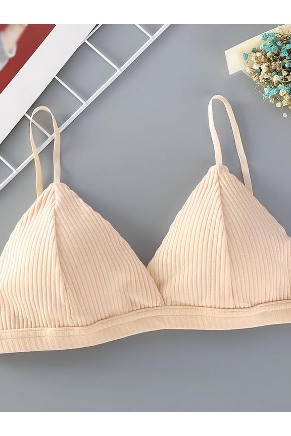 French Triangle Cup Sexy Thread Cotton Bra Solid Color V-Neck Ladies Tube Top