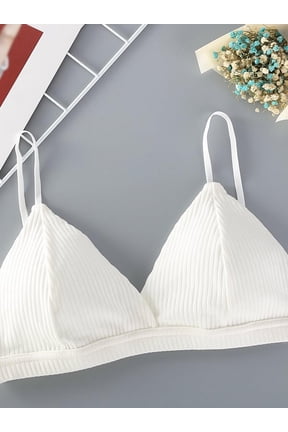 French Triangle Cup Sexy Thread Cotton Bra Solid Color V-Neck Ladies Tube Top