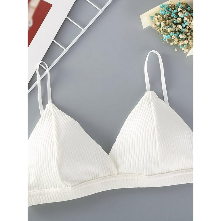 French Triangle Cup Sexy Thread Cotton Bra Solid Color V-Neck Ladies Tube  Top 