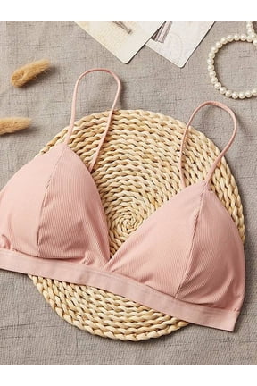 French Triangle Cup Thread Thin Shoulder Strap Beauty Back Bra Sexy Deep V-Neck Solid Color Tube Top