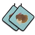thumbnail image 1 of French Turkey Dindon Blue Check Pair of Pot Holders - Blue, 1 of 1