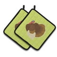 thumbnail image 1 of French Turkey Dindon Green Pair of Pot Holders, 1 of 3