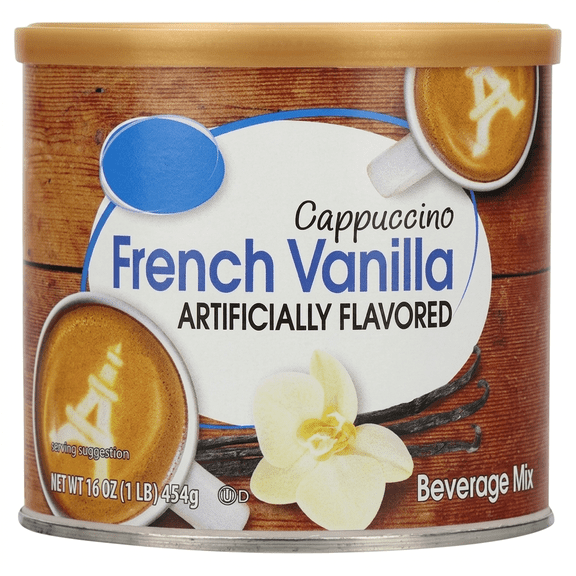 French Vanilla Cappuccino Beverage Mix, 16 oz Canister, Instant Coffeehouse Style Drink Mix