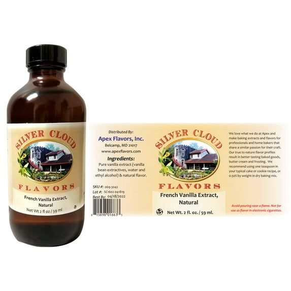 French Vanilla Extract, Natural - 2 fl. oz. glass bottle