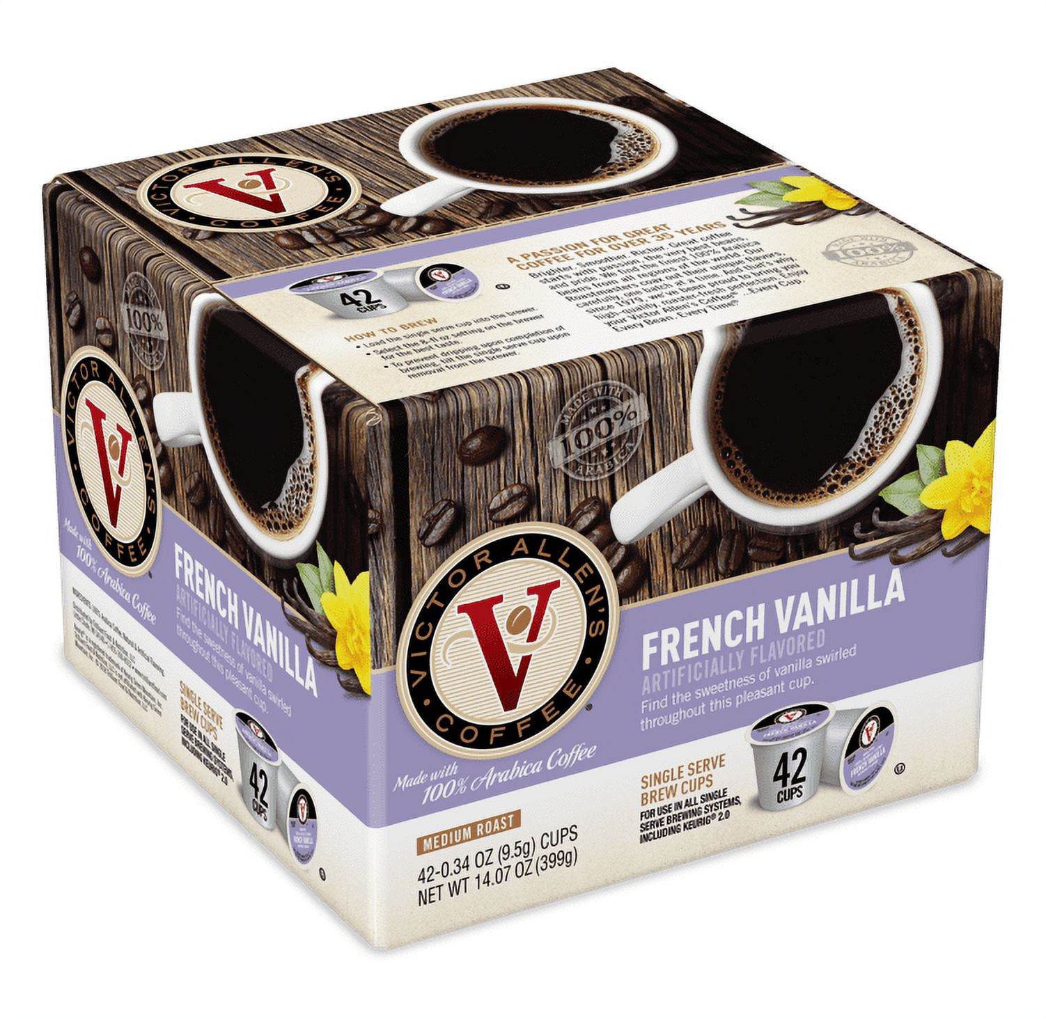 French Vanilla Flavored, Medium Roast, Single Serve Coffee Pods for
