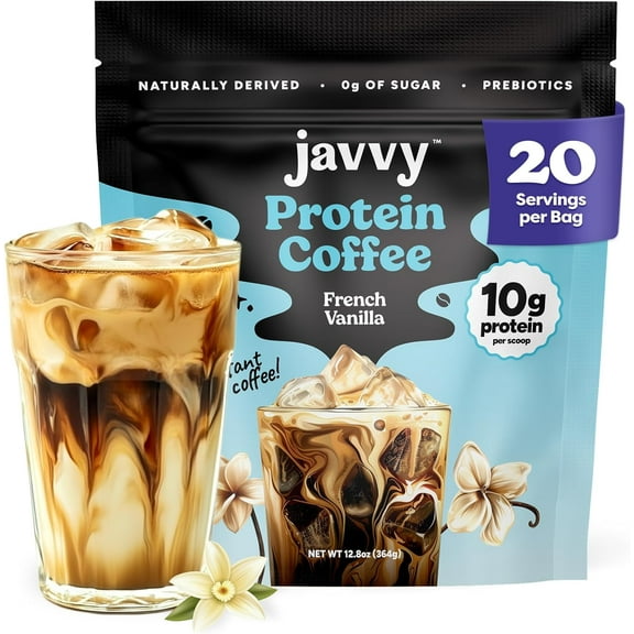 French Vanilla Protein Iced Coffee - Premium Whey Protein & Instant Iced Coffees - Natural Cold Brew Coffee - Zero Artificial Flavors & Sweeteners, 80 mg Caffeine, 0g of Sugar, 20 Servings