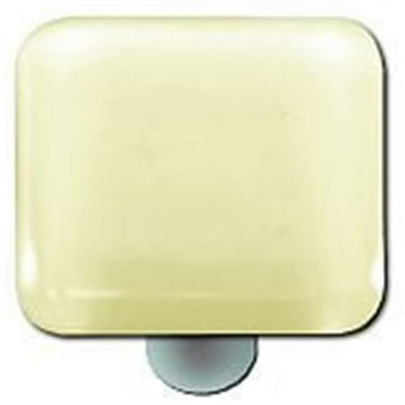 French Vanilla Square Glass Cabinet Knob - Aluminum Post