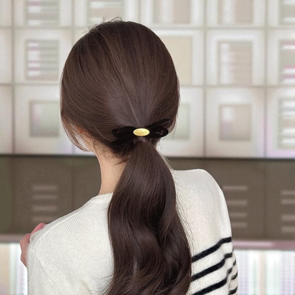 French Velvet Bow Hair Clip Vintage Elegant Bangs Side Hair Accessory Classic Black 1pc