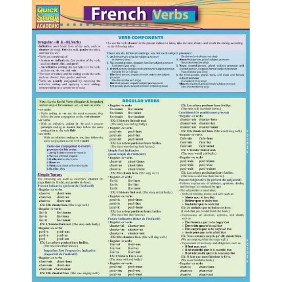 Pre-Owned French Verbs (Quick Study Academic) Paperback