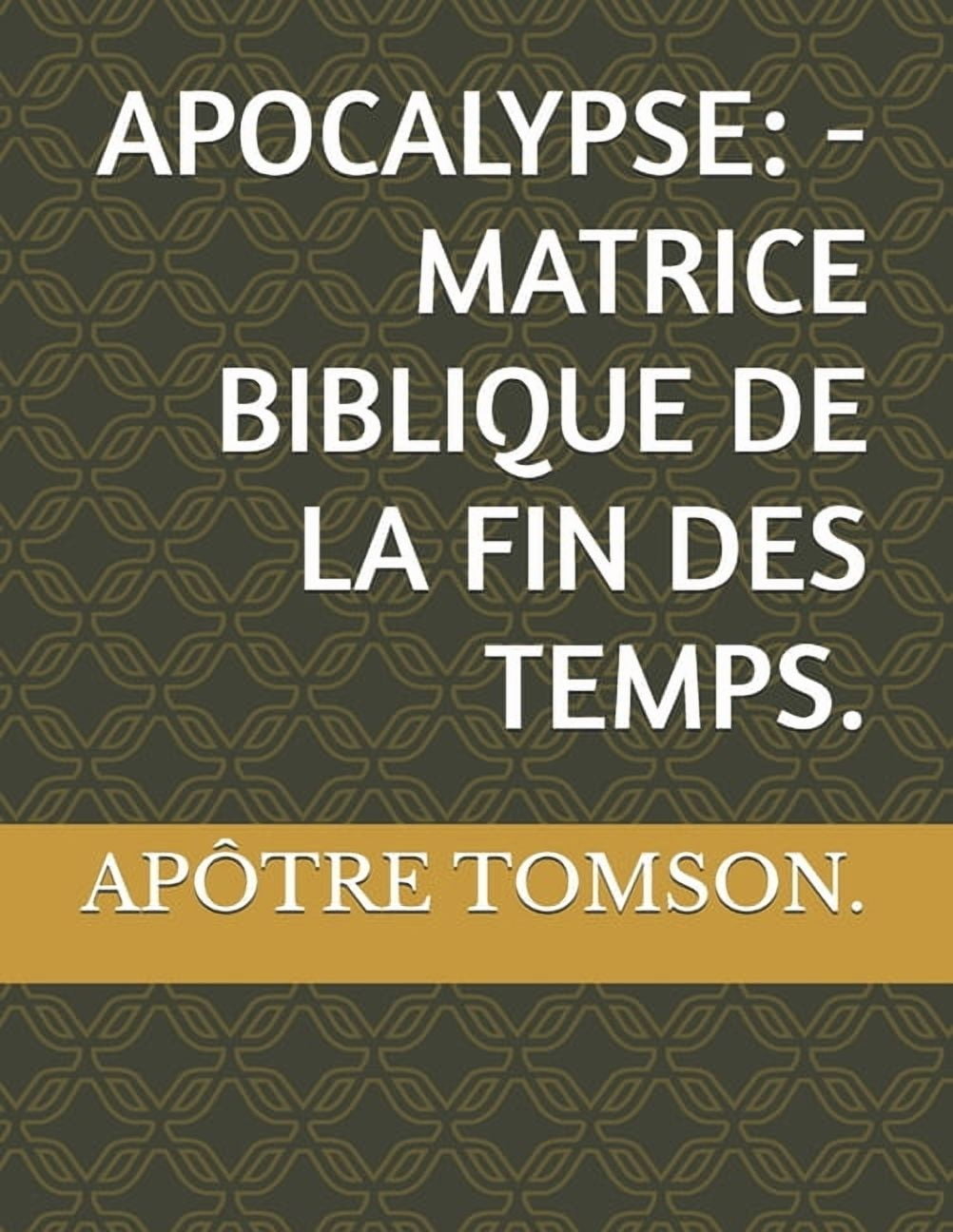French Version Apocalypse: - Matrice Biblique de la Fin Des Temps., Book 1, (Paperback)