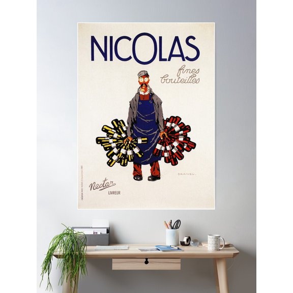 French Vintage Poster - Vins Nicolas Poster Wall Art, Modern Wall Decor For Living Room Bedroom, 8x12 UNFRAMED