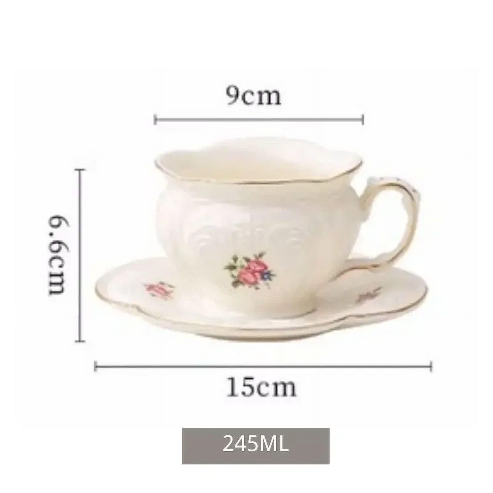 French Vintage Rose Tea Cup and Plate Coffee Cups and