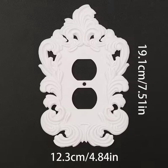 French Vintage White Carved Wall Socket Cover - Elegant Hollow Pattern Switch Plate for Home Decor