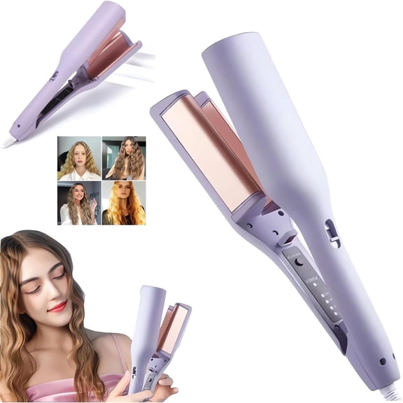 French Wave Curling Iron - 2024 New Wave Curling Iron for Long Short Hair with 4 Temp, S Shape Hair Curler for Women, Portable Electric Curling Heated Styling Comb Anti-Scald 15s Fast Heating