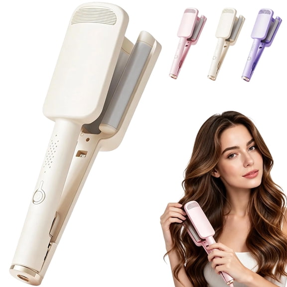 French Wave Curling Iron 32MM Wavy Hair Curler, Deep U-Shaped Barrel with 4 Temp Modes for Bouncy Waves, Home Daily Styling and Party Glam