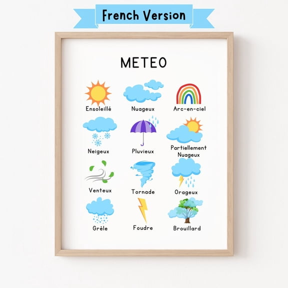 French Weather Poster French Educational Prints Homeschool Classroom Decor Montessori Classroom French Classroom Prints Wall Art