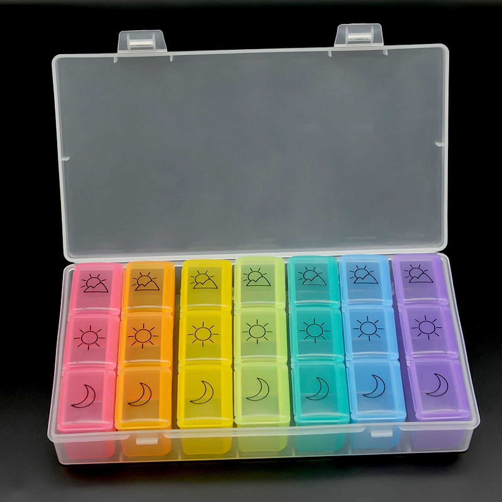 French Weekly Pill Organizer Morning Noon Evening Night, Small Pill