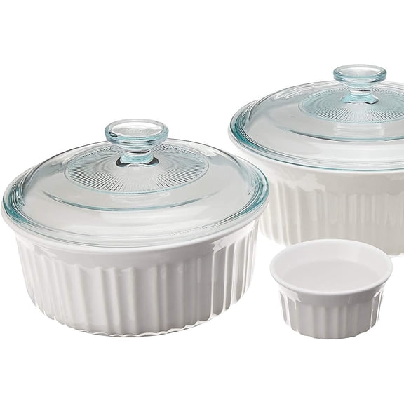 French White 10-Pc Ceramic Bakeware Set with Lids Chip and Crack Resistant Stoneware Baking Dish, Microwave, Dishwasher, Oven, Freezer and Fridge Safe