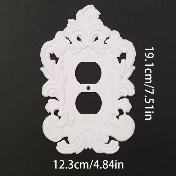 French White Carved Socket Decoration Frame - Elegant Hollow Pattern Wall Switch Cover for Home Decor