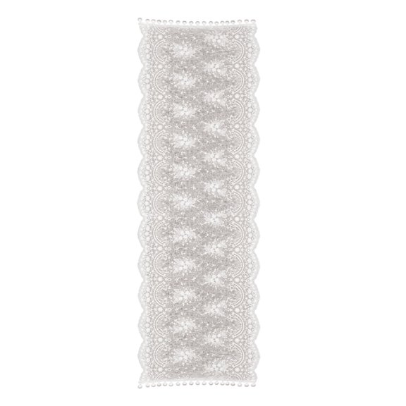 French White Lace Table Runner, Delicate 3D Floral Embroidery Overlay, Fabric Craft Tea Table Dust Cover, Elegant Vintage Wedding Decorations, 15.7 x 86.6 in