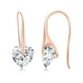 thumbnail image 1 of French Wire with Heart Simulated CZ Diamond Earrings Silver Sterling Silver Jewelry for Women or Teens (rose gold), 1 of 6