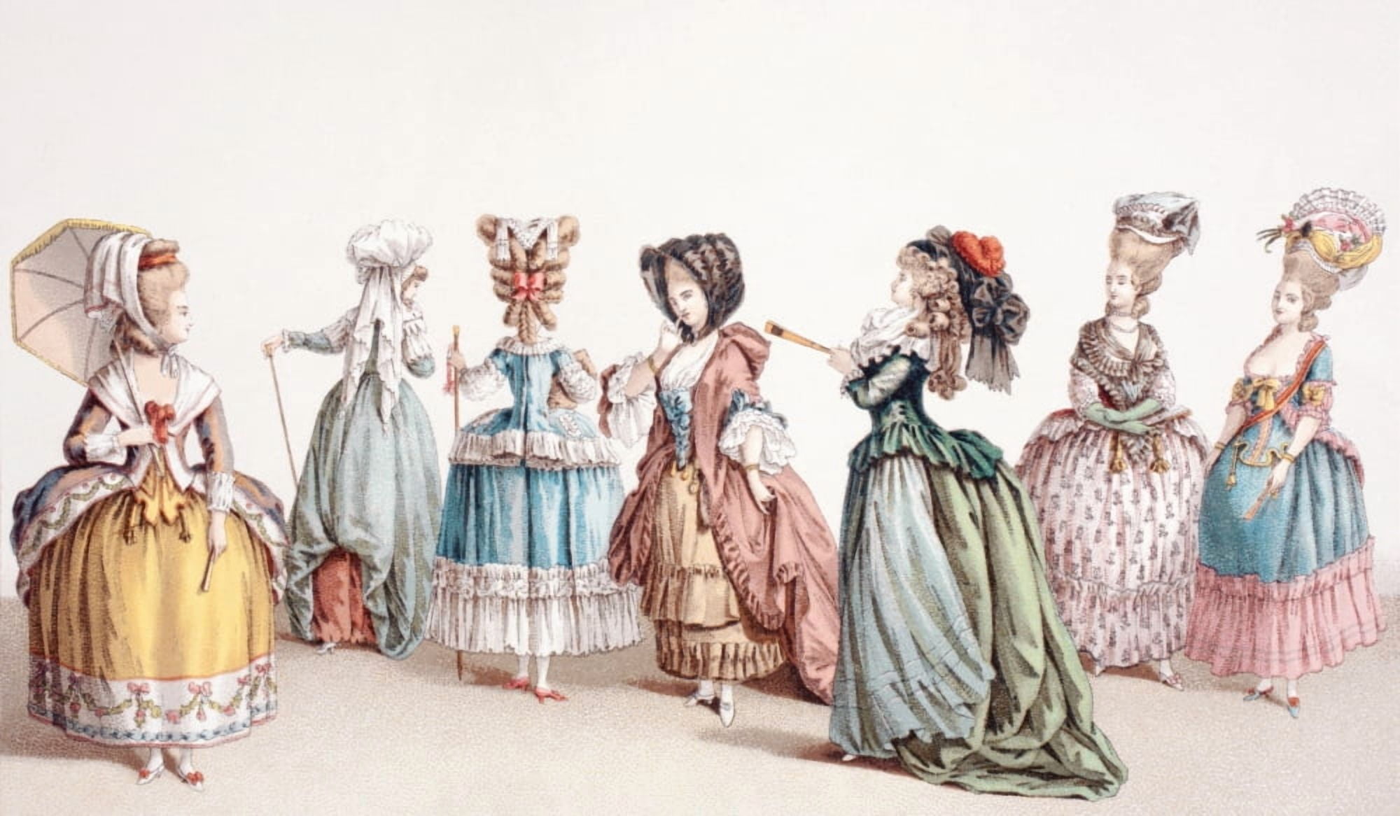 French Womens Fashions During The Reign Of Louis Xvi From Xviii Siecle Institutions Usages Et Costumes Published Paris 1875 Canvas Art - Ken Welsh Design Pics (38 x 22)