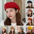 thumbnail image 1 of French Wool Beret Hat for Women-Solid Color Classic Slouchy Knit Beanie Winter Warm Artist Painter Hat, 1 of 5