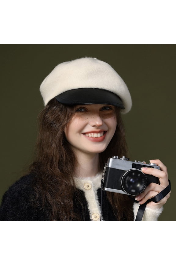 French Wool Beret Stylish Hat for Adults Party Women White One Size
