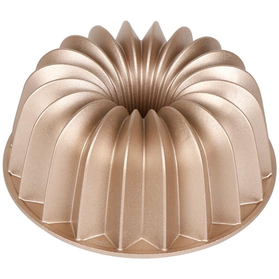 French Wreath Fluted Bundt Cake Pan, Extra Thick and Non Stick Aluminum Bakeware with 2 Layers of Non Stick Coating for Easier Release, Uniform Baking and Browning