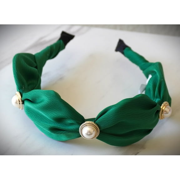 French baroque fashion Hairband wide edge faux pearl ruffle fabric sweet Hair Hoop