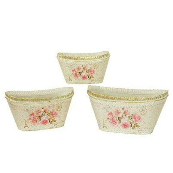 Dolce Mela French Country Planters Oval Vintage Metal Decorative Vases & Flower Pots Mela - Set of 3