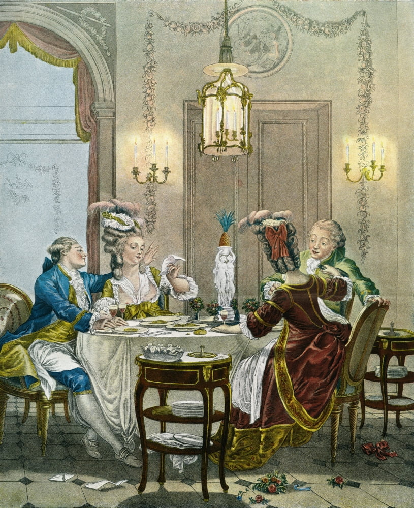 French gentry dining in the 18th century after JM Moreau From Illustrierte Sittengeschichte vom Mittelalter bis zur Gegenwart by Eduard Fuchs published 1909 Canvas Art - Ken Welsh  Design Pics (12 x 1