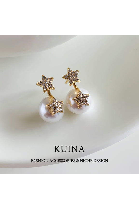 French pearl earrings female new explosive models light luxury senior sense of temperament atmosphere earrings sterling silver needle summer earrings