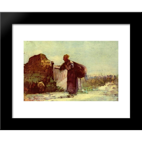 French peasant woman with a bag on her back 20x24 Framed Art Print by Nicolae Grigorescu