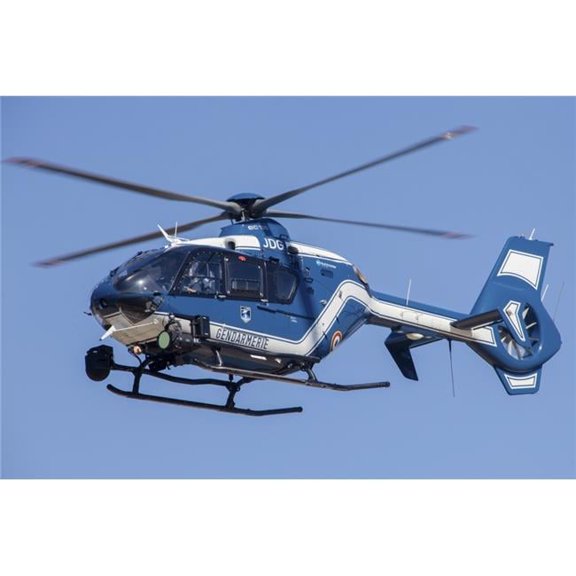 French police/gendarmerie EC135 helicopter in flight over France Poster Print