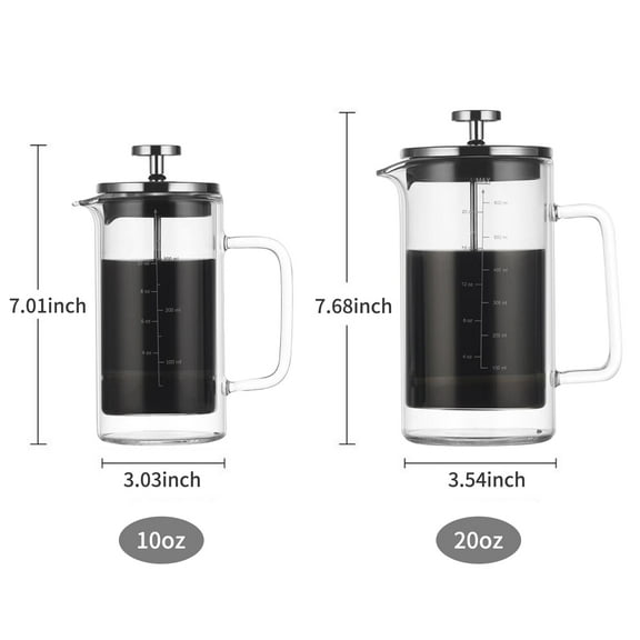 French press,Heat  Borosilicate Coffee Maker Walled French Coffee Stainless Steel Filter With Stainless Steel Borosilicate Coffee Pot Maker Heat  Filter Qisuo 10oz Leeofty