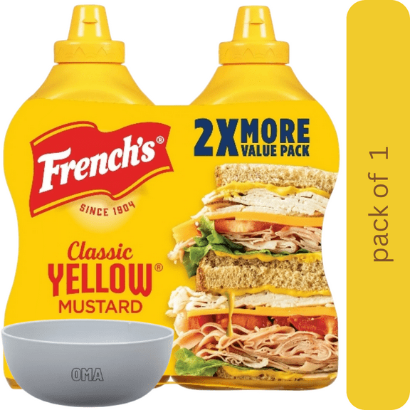 French's 100% Natural Classic Yellow Mustard, 30 oz., 2 pk. with bowl by OMA