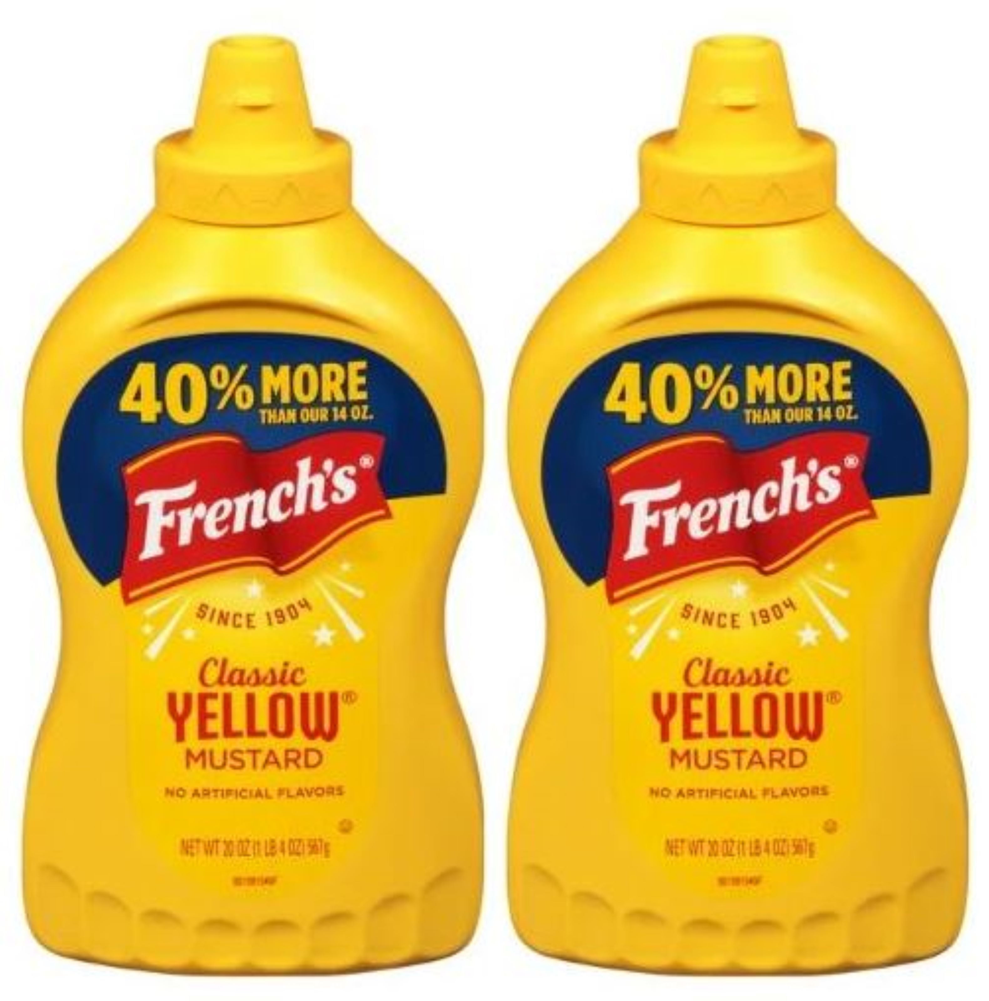 French's Classic Yellow Mustard, 20 oz, Pack of 2, Bundled with V2U Utensils