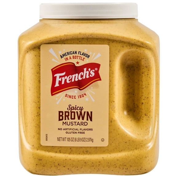 French's No Artificial Flavors Gluten Free Spicy Brown Mustard, 105.0 oz Cup