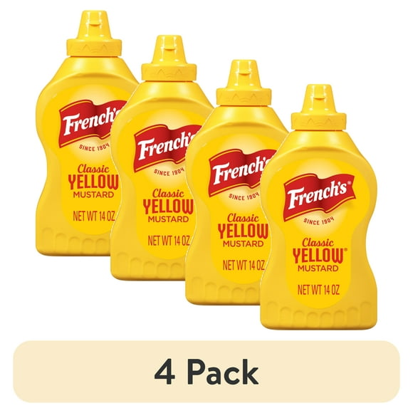 (4 pack) French's No Artificial Flavors Kosher Classic Yellow Mustard, 14 oz Bottle
