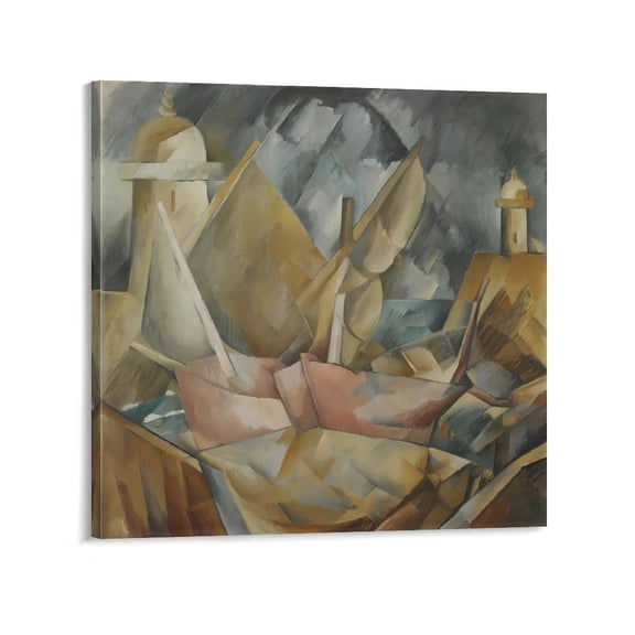 French still Life Painters Georges Braque In The Normandy Port Poster Poster Decorative Painting Canvas Wall Art Living Room Posters Bedroom Painting 16x16inch(40x40cm)