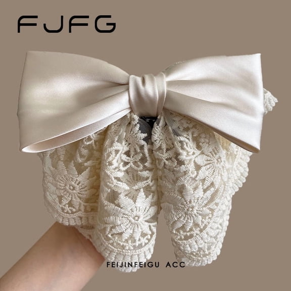 French-style high-end lace bow clip for women's half-up bun, ponytail clip, hair volume clip, new
