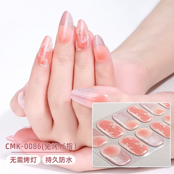 French style no-bake nail stickers waterproof checkered onion powder glitter nail polish film blush nail stickers