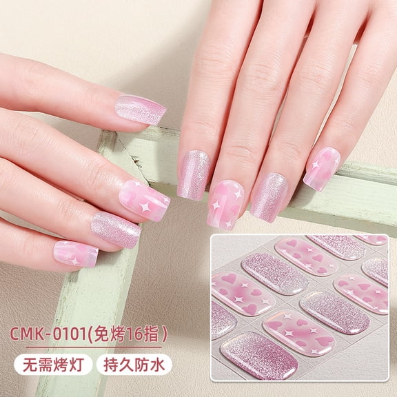 French style no-bake nail stickers waterproof checkered onion powder glitter nail polish film blush nail stickers
