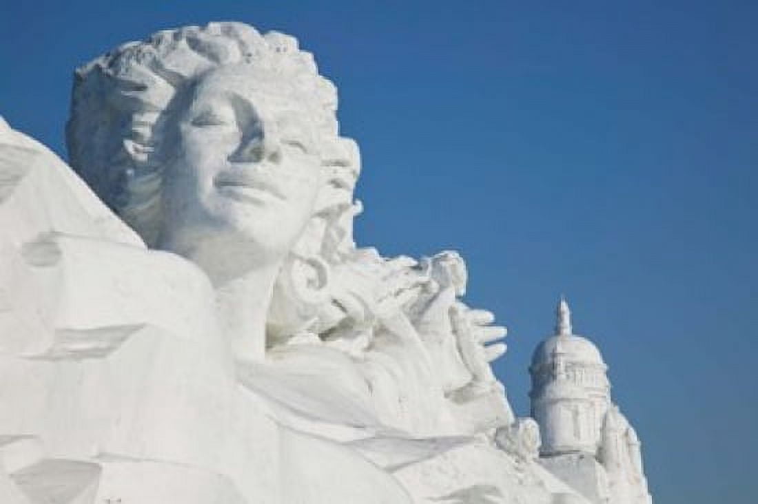 French themed Snow Sculpture by frozen Sun Island Lake Harbin China Canvas Art - Panoramic Images (36 x 24)