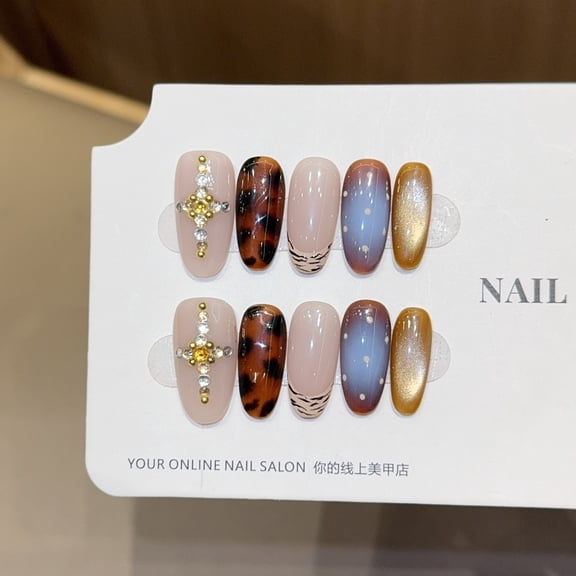 [French tortoiseshell] Cat's eye ins wind pure hand-worn nail advanced sense whitening nail patch nail wholesale