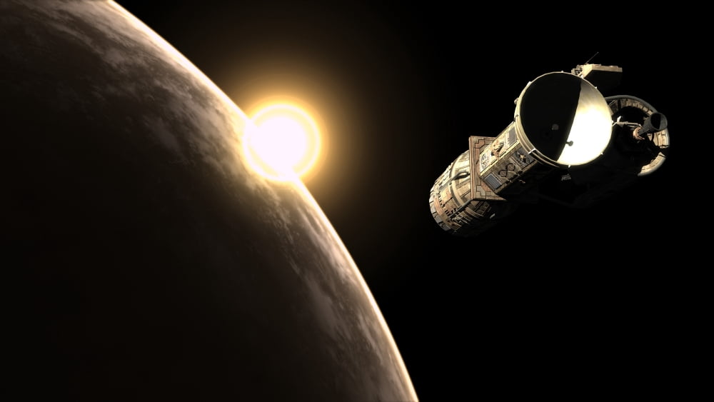FrenchBulgarian orbital weapons platform in orbit Canvas Art - Rhys TaylorStocktrek Images (19 x 11)