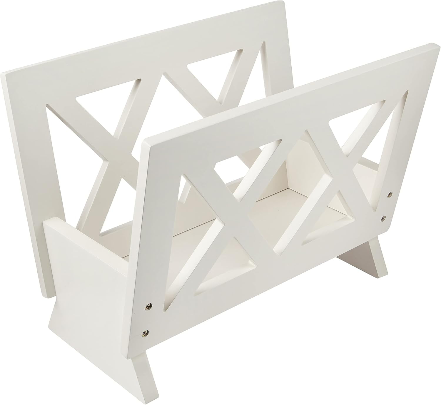 White Contemporary Freestanding Wooden Magazine Rack