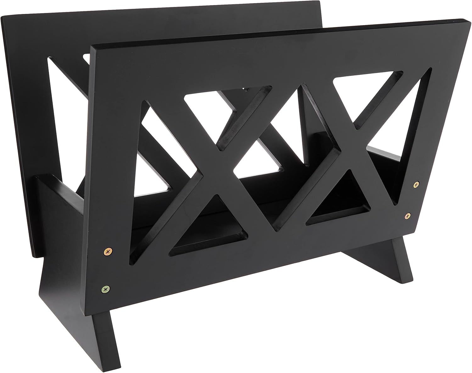 Black Freestanding Contemporary Wood Magazine Rack